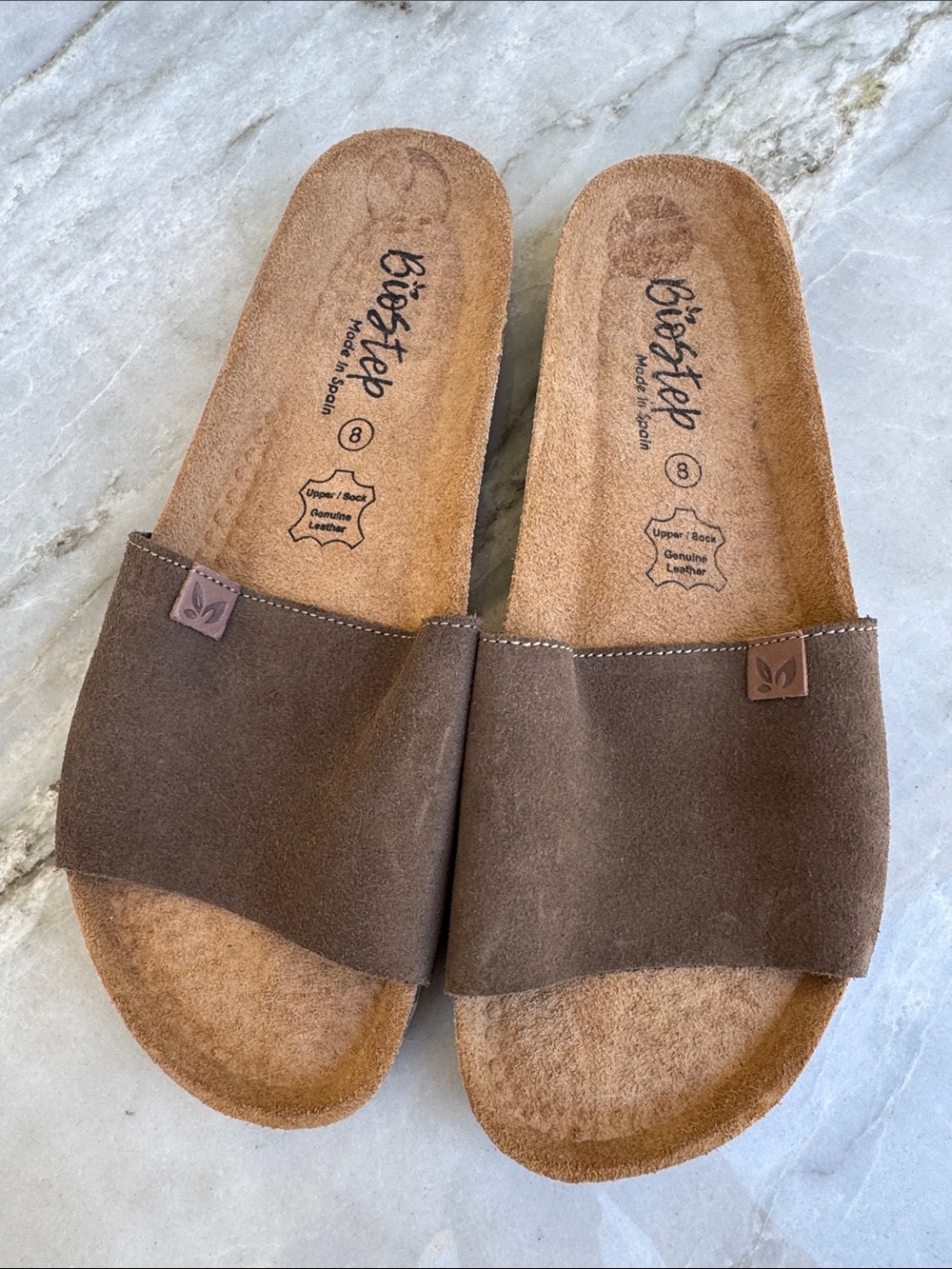 Brown Suede Slide Sandals